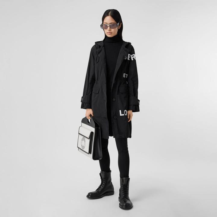 Burberry Burberry Horseferry Print Nylon Parka, Size: 08, Black