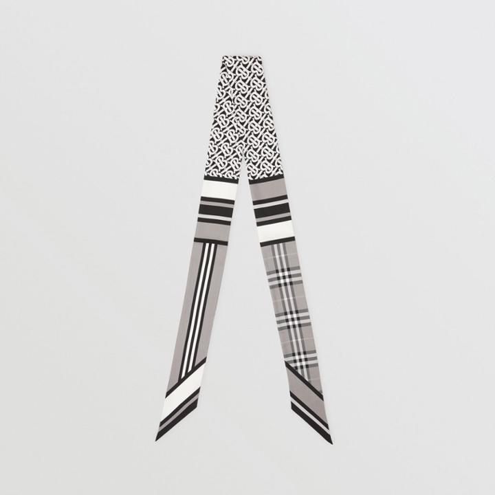 Burberry Burberry Montage Print Silk Skinny Scarf, Black