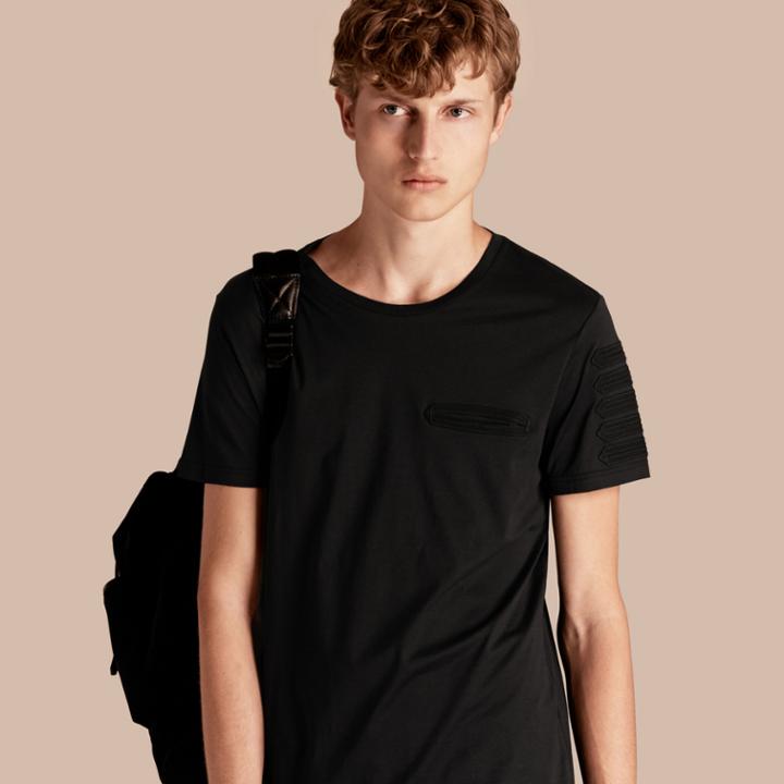Burberry Burberry Regimental Tape Detail Cotton T-shirt, Black