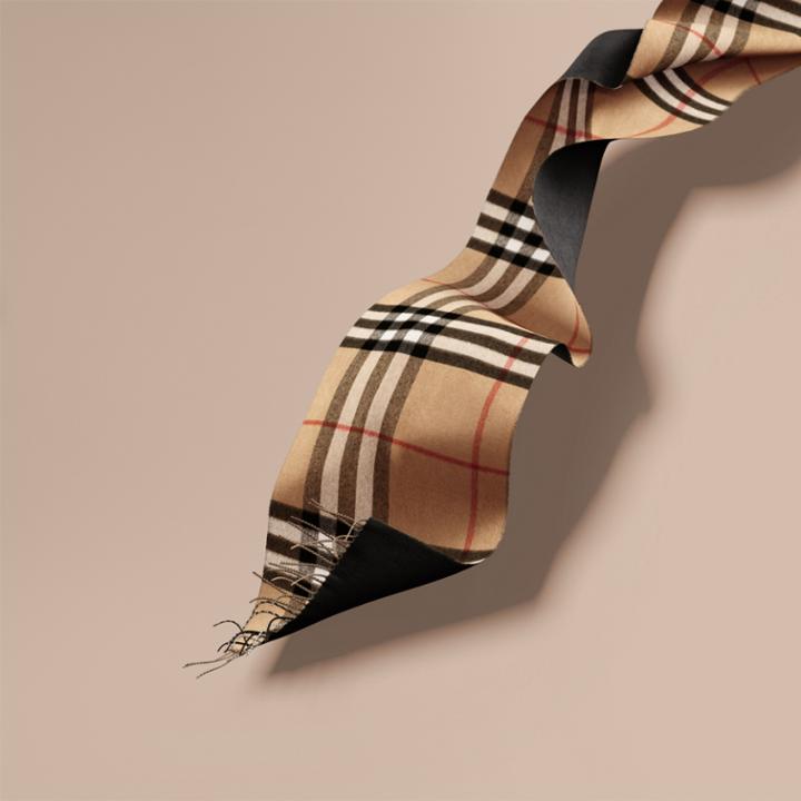 Burberry Burberry Reversible Check Cashmere And Block-colour Scarf, Brown