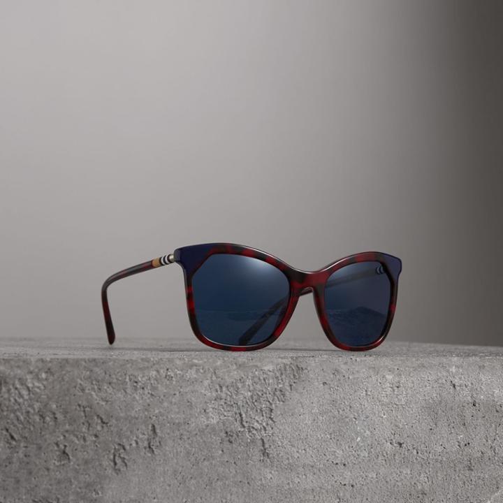 Burberry Burberry Marble-effect Square Frame Sunglasses, Red