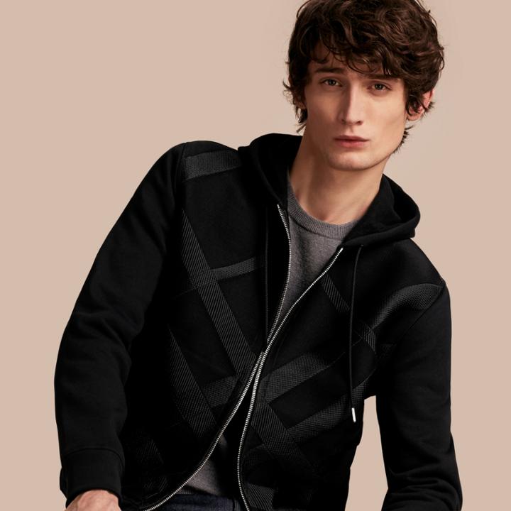 Burberry Burberry Check Jacquard Cotton Blend Top With Hood, Size: Xs, Black