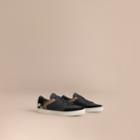 Burberry Burberry Leather And House Check Trainers, Size: 46, Black