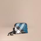 Burberry Burberry Small Zip-top Check Pouch, Blue