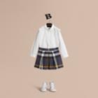 Burberry Burberry Pleated Check Cotton Skirt, Size: 6y, Blue