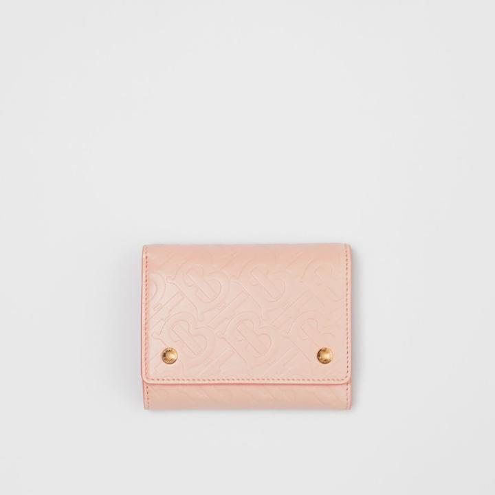 Burberry Burberry Small Monogram Leather Folding Wallet, Pink