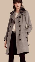 Burberry Wool Cashmere Trench Coat With Fur Collar