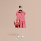 Burberry Burberry Check Placket Cotton Blend Polo Shirt Dress, Size: 8y, Red