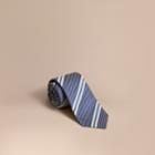 Burberry Burberry Modern Cut Striped Silk Cotton Jacquard Tie, Blue