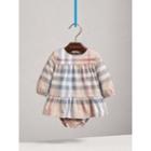 Burberry Burberry Check Cotton Tiered Dress With Bloomers, Size: 18m, Beige