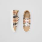 Burberry Burberry Vintage Check And Leather Sneakers, Size: 37, Beige