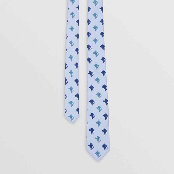 Burberry Burberry Slim Cut Equestrian Knight Print Silk Tie, Blue