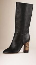Burberry Burberry Mid-calf Leather Boots, Size: 37.5, Black