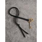 Burberry Burberry Motif Metal And Leather Strap Key Charm, Black