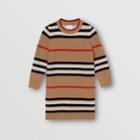 Burberry Burberry Childrens Icon Stripe Wool Cashmere Sweater Dress, Size: 6y, Beige