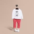 Burberry Burberry Long-sleeved Hats Off Motif Cotton T-shirt, Size: 2y, White