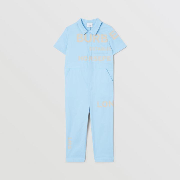 Burberry Burberry Childrens Short-sleeve Horseferry Print Cotton Jumpsuit, Size: 10y