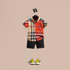 Burberry Burberry Short-sleeved Contrast Check Cotton Shirt, Size: 6m, Beige