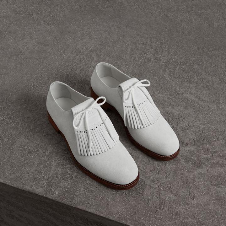 Burberry Burberry Lace-up Kiltie Fringe Suede Loafers, Size: 41.5
