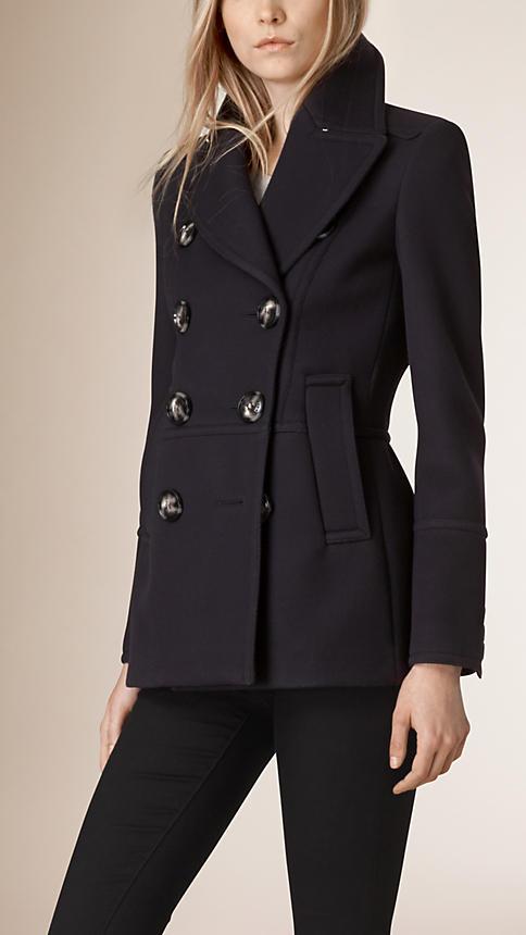 Burberry Pleat Detail Double-breasted Wool Jacket