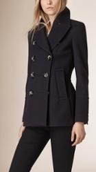 Burberry Pleat Detail Double-breasted Wool Jacket