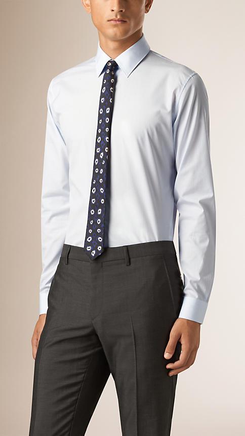 Burberry Slim Fit Fine Striped Cotton Shirt