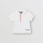 Burberry Burberry Childrens Icon Stripe Placket Cotton Piqu Polo Shirt, Size: 2y, White