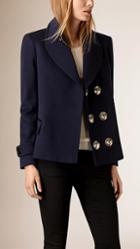 Burberry Lambskin Trim Wool Cashmere Tailored Jacket
