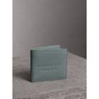 Burberry Burberry Embossed Leather Bifold Wallet, Blue