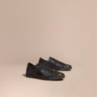 Burberry Burberry Check Detail Leather Trainers, Size: 42, Blue