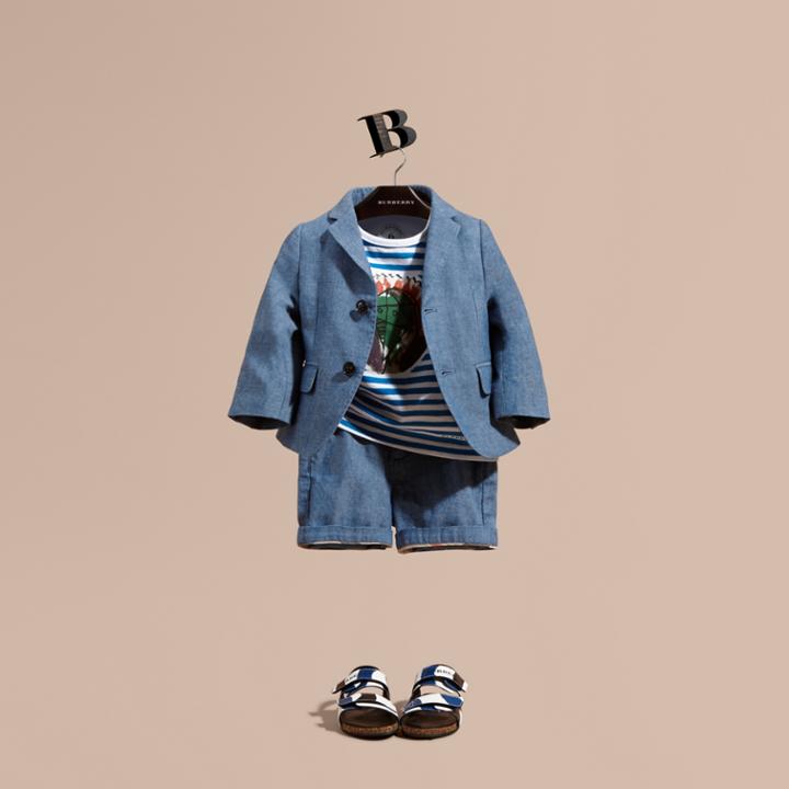 Burberry Burberry Chambray Cotton Blazer, Size: 3y, Blue
