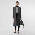 Burberry Burberry Prince Of Wales Check Wool Tailored Coat, Size: 06, Grey