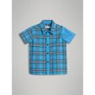 Burberry Burberry Short-sleeve Archive Logo Detail Check Cotton Shirt, Size: 8y, Blue