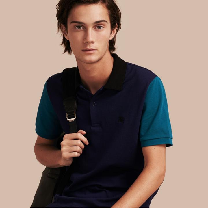 Burberry Burberry Colour-block Cotton Piqu Polo Shirt, Size: Xs, Blue