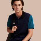 Burberry Burberry Colour-block Cotton Piqu Polo Shirt, Size: Xs, Blue