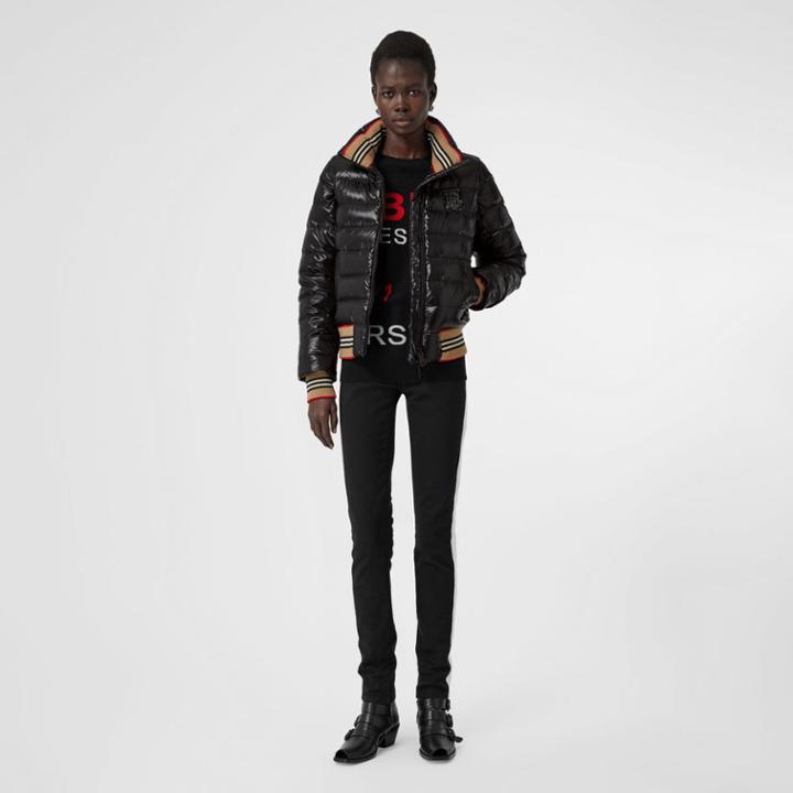 Burberry Burberry Detachable Sleeve Icon Stripe Detail Puffer Jacket, Black