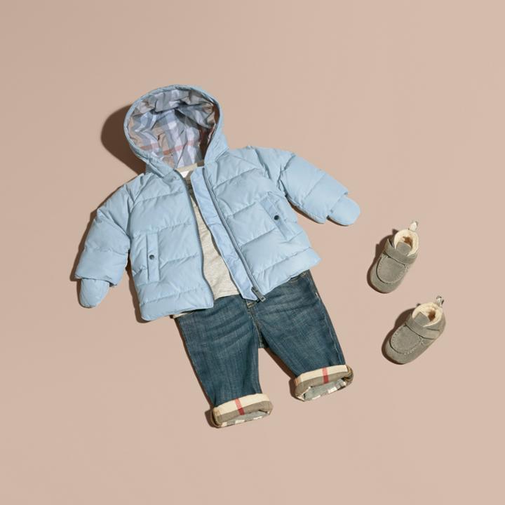 Burberry Burberry Hooded Down-filled Puffer Jacket With Mittens, Size: 24m, Blue