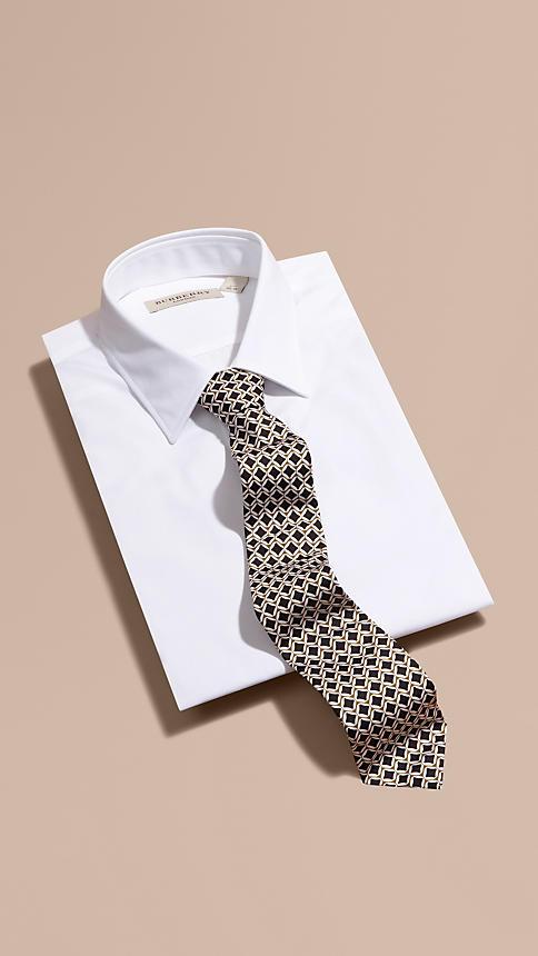 Burberry Modern Cut Geometric Print Silk Tie