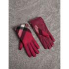 Burberry Burberry Leather And Check Cashmere Gloves, Size: 6.5, Pink