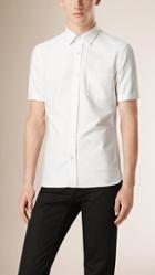 Burberry Brit Check Detail Short-sleeved Cotton Oxford Shirt