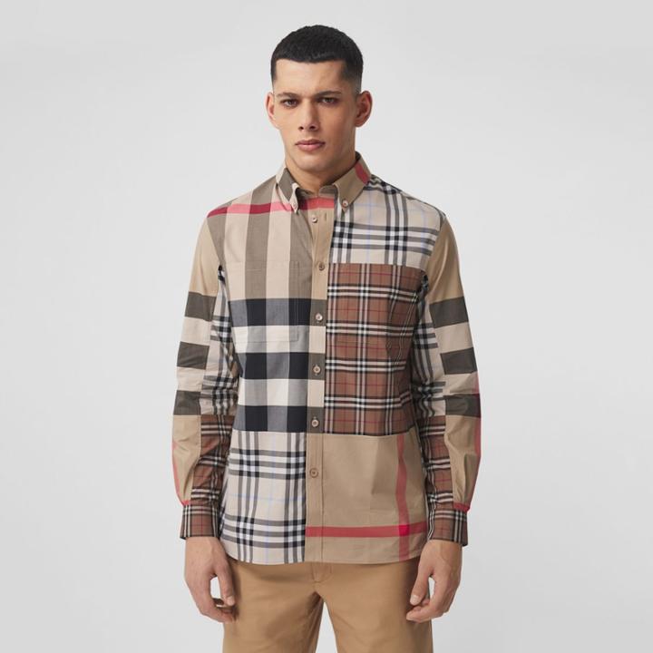 Burberry Burberry Contrast Check Stretch Cotton Poplin Shirt