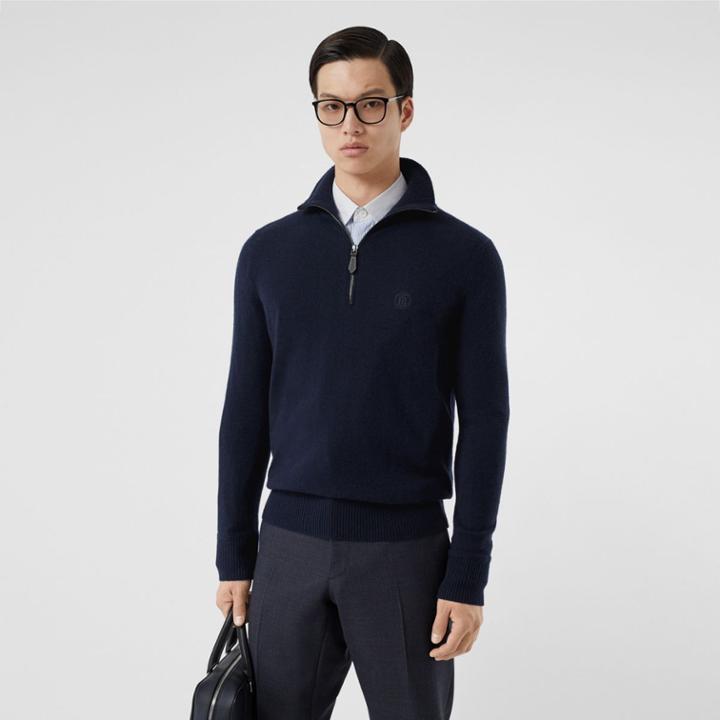 Burberry Burberry Monogram Motif Cashmere Funnel Neck Sweater, Size: Xxl, Blue