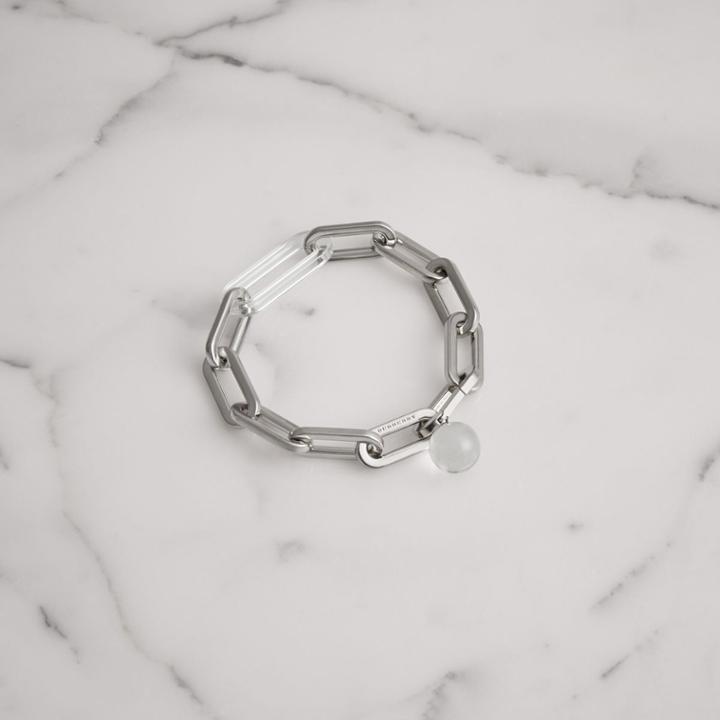 Burberry Burberry Glass Charm Palladium-plated Link Bracelet