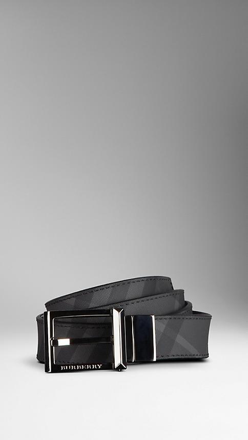 Burberry Charcoal Check Reversible Leather Belt