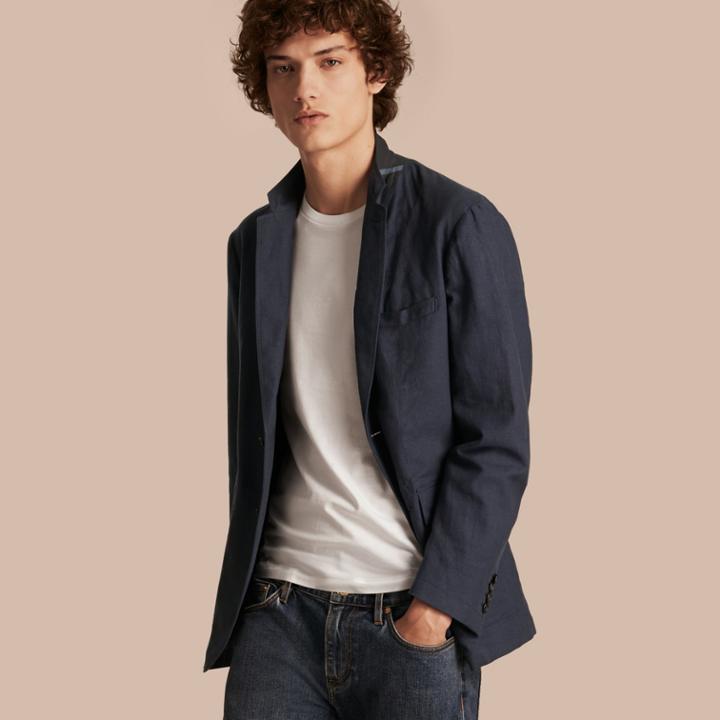 Burberry Burberry Cotton Blazer, Size: 34r, Blue