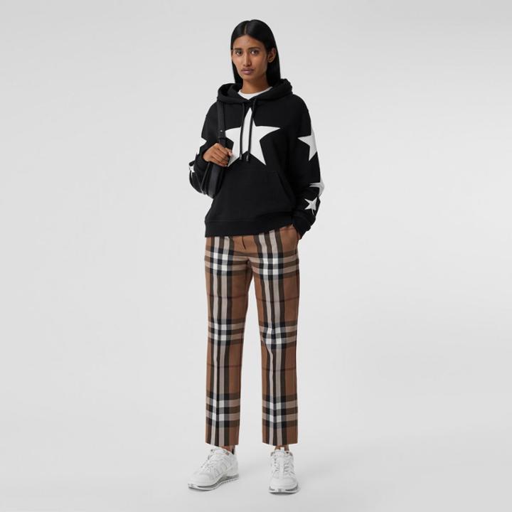Burberry Burberry Check Wool Cropped Trousers, Size: 02, Beige