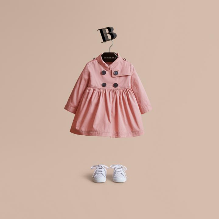 Burberry Burberry Stretch Cotton Trench Dress, Size: 3y, Pink