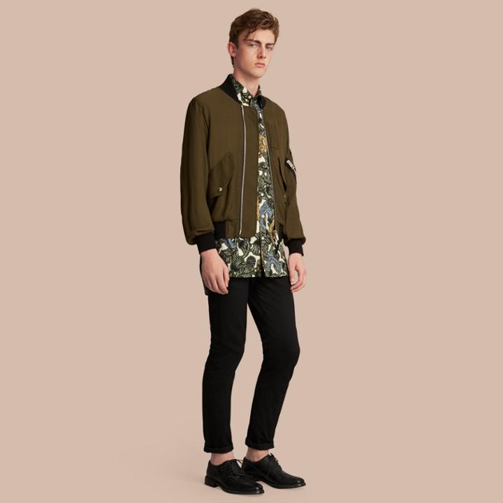 Burberry Burberry Beasts Print Cotton Poplin Longline Shirt, Size: M, Green