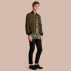 Burberry Burberry Beasts Print Cotton Poplin Longline Shirt, Size: M, Green