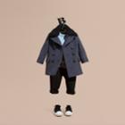 Burberry Burberry Technical Wool Coat With Detachable Textured Collar, Size: 9m, Blue